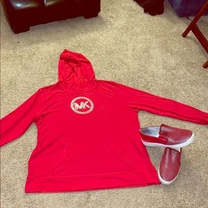 Red waffle knit mk sweater